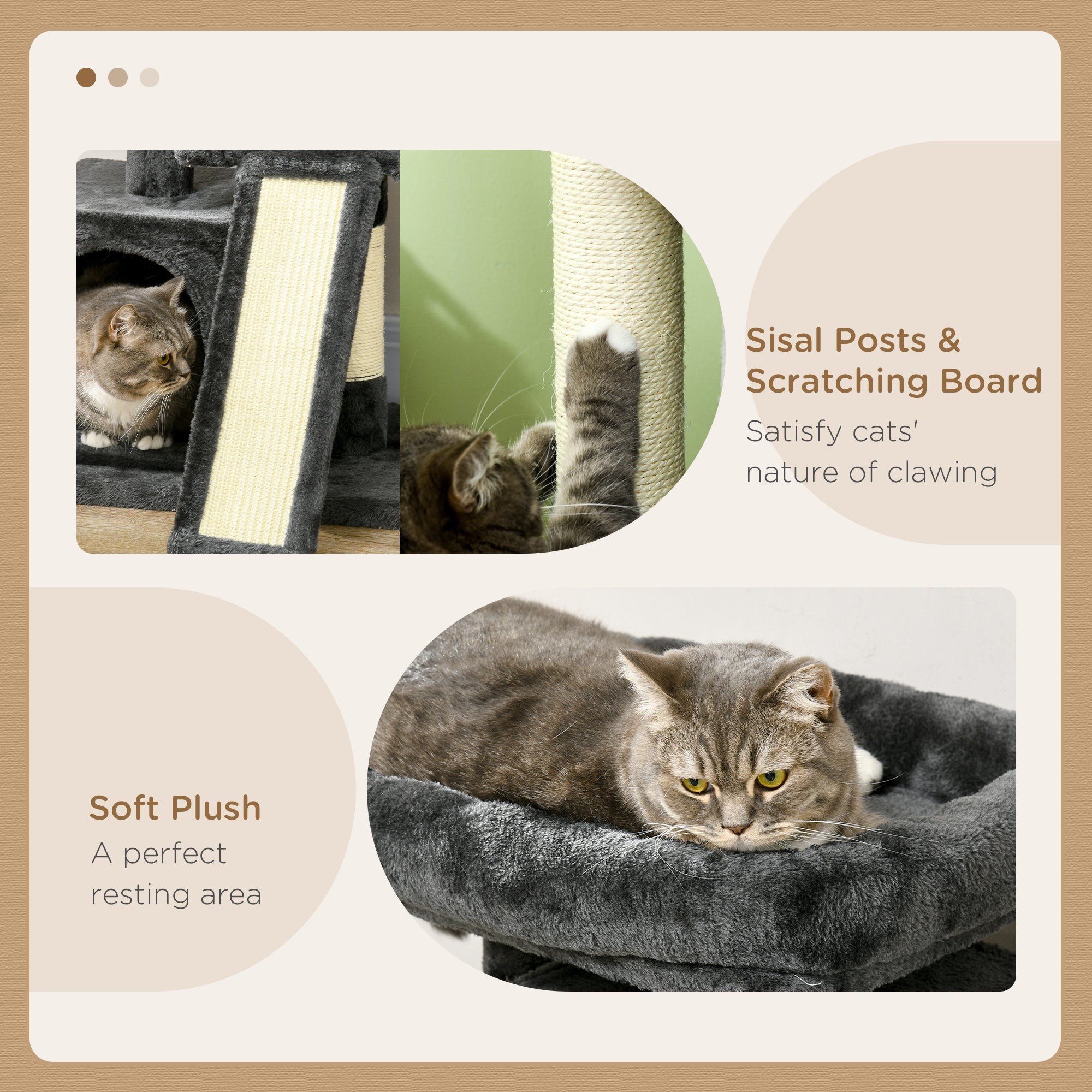 PawHut Cat Tree for Indoor Cats 83cm Cat Scratching Post Scratch Board Kitten Tower Climbing Frame Black 
