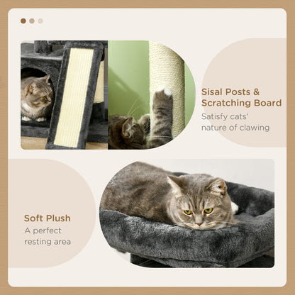 PawHut Cat Tree for Indoor Cats 83cm Cat Scratching Post Scratch Board Kitten Tower Climbing Frame Black 