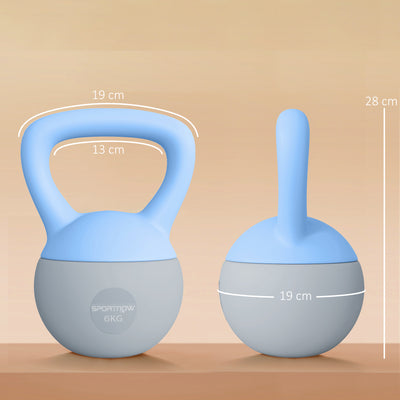 SPORTNOW 6KG Soft Kettlebell, Kettlebell with Non-Slip Handle for Home Gym, Weight Lifting, Strength Training, Light Blue/Grey 