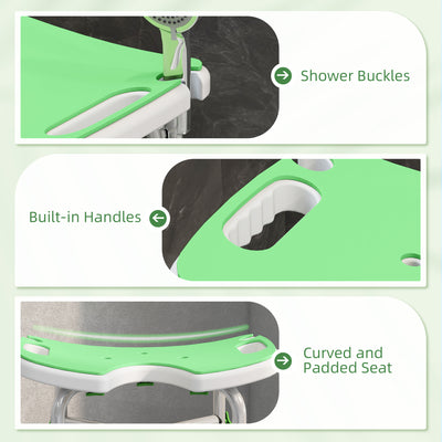HOMCOM 39-51.5cm 'U' Seat Padded Shower Stool - Green 