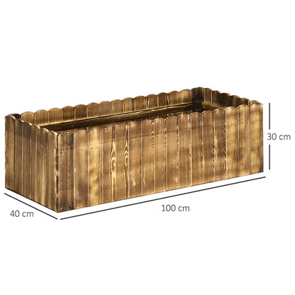 Outsunny 109L Raised Garden Bed, Wooden Rectangle Planter Box, Outdoor Herb Vegetable Flower Pot (100L x 40W x 30H cm) 
