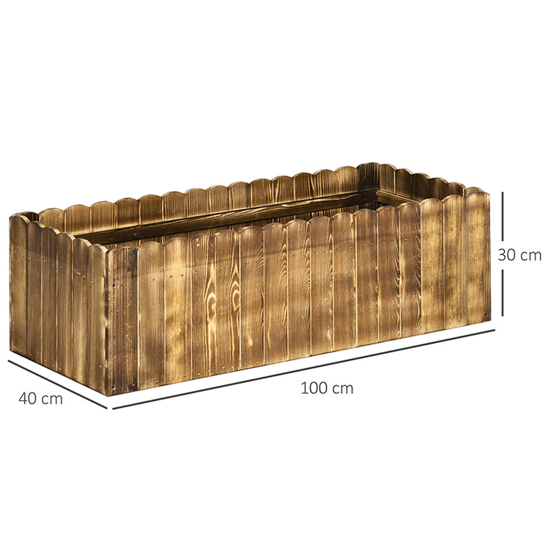 Outsunny 109L Raised Garden Bed, Wooden Rectangle Planter Box, Outdoor Herb Vegetable Flower Pot (100L x 40W x 30H cm) 