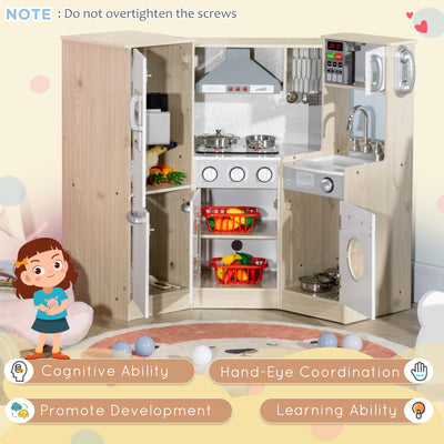 HOMCOM Kids Kitchen Playset, with Accessories, Storage Space 