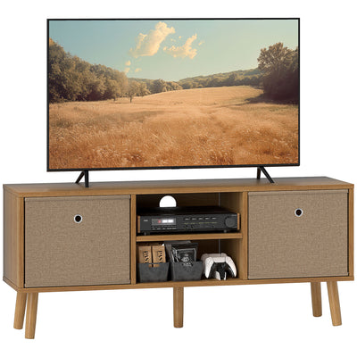 HOMCOM TV Cabinet Stand Unit for TVs up to 50'' with Foldable Drawers, Entertainment Centre for Living Room Brown 