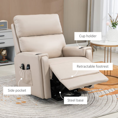 HOMCOM Electric Riser and Recliner Chair, with Massage and Heat - Beige 