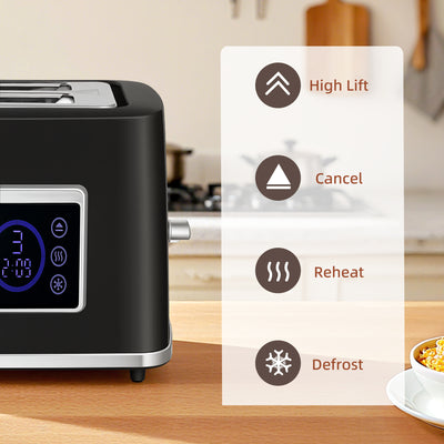 HOMCOM Touch Screen Kettle and Toaster Set - Black 