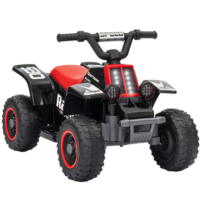 AIYAPLAY 6V Electric Quad Bike for Kids, Ride On ATV w/ Forward Backward, Headlights, for 18-36 Months, Black and Red 