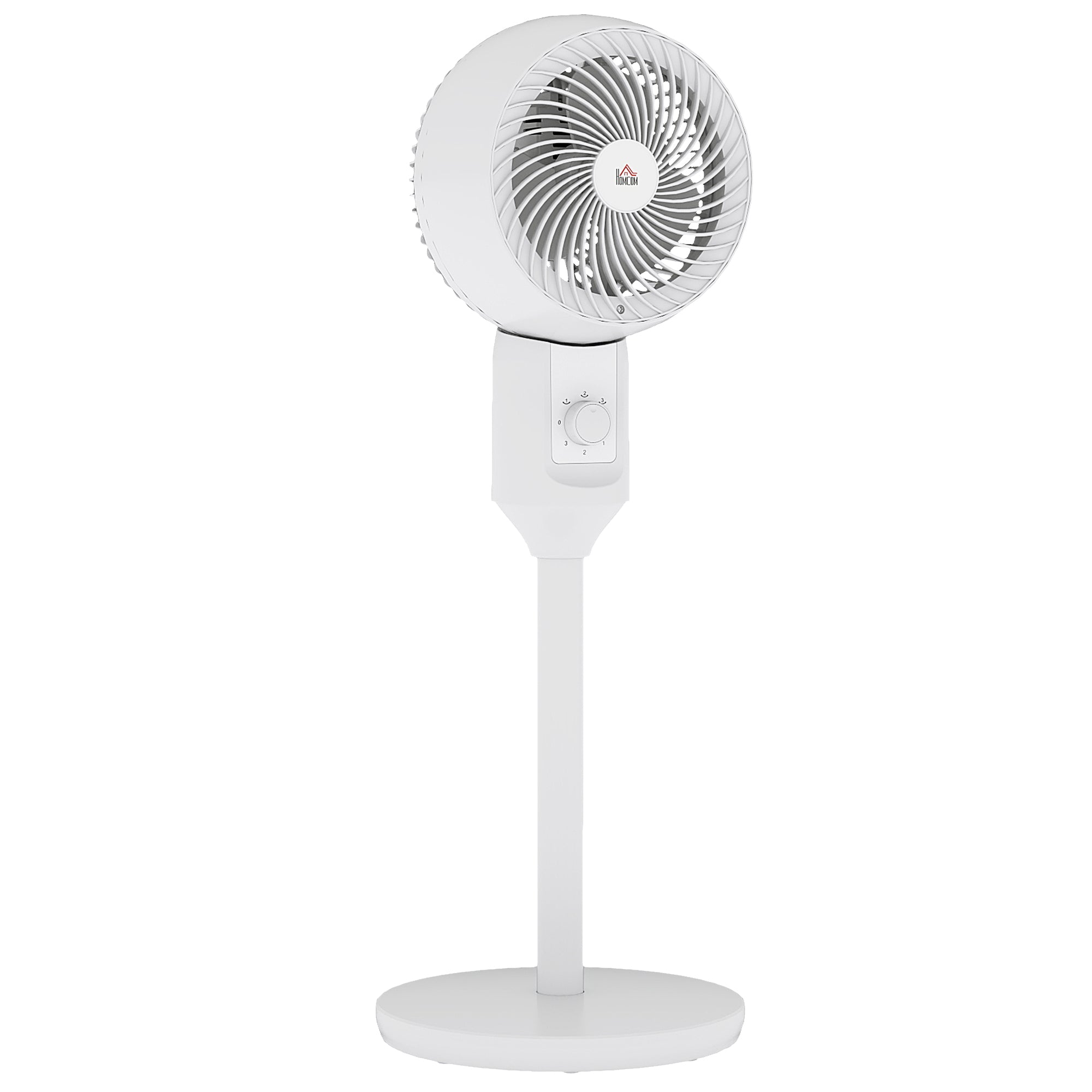 HOMCOM 9'' Air Circulator Fan 3 Speed, 70\'c2\'b0 Oscillation 90\'c2\'b0 Vertical Tilt, Carry Handle, Pedestal Fan, Pedestal Fan for Living Room, Bedroom, Office, White