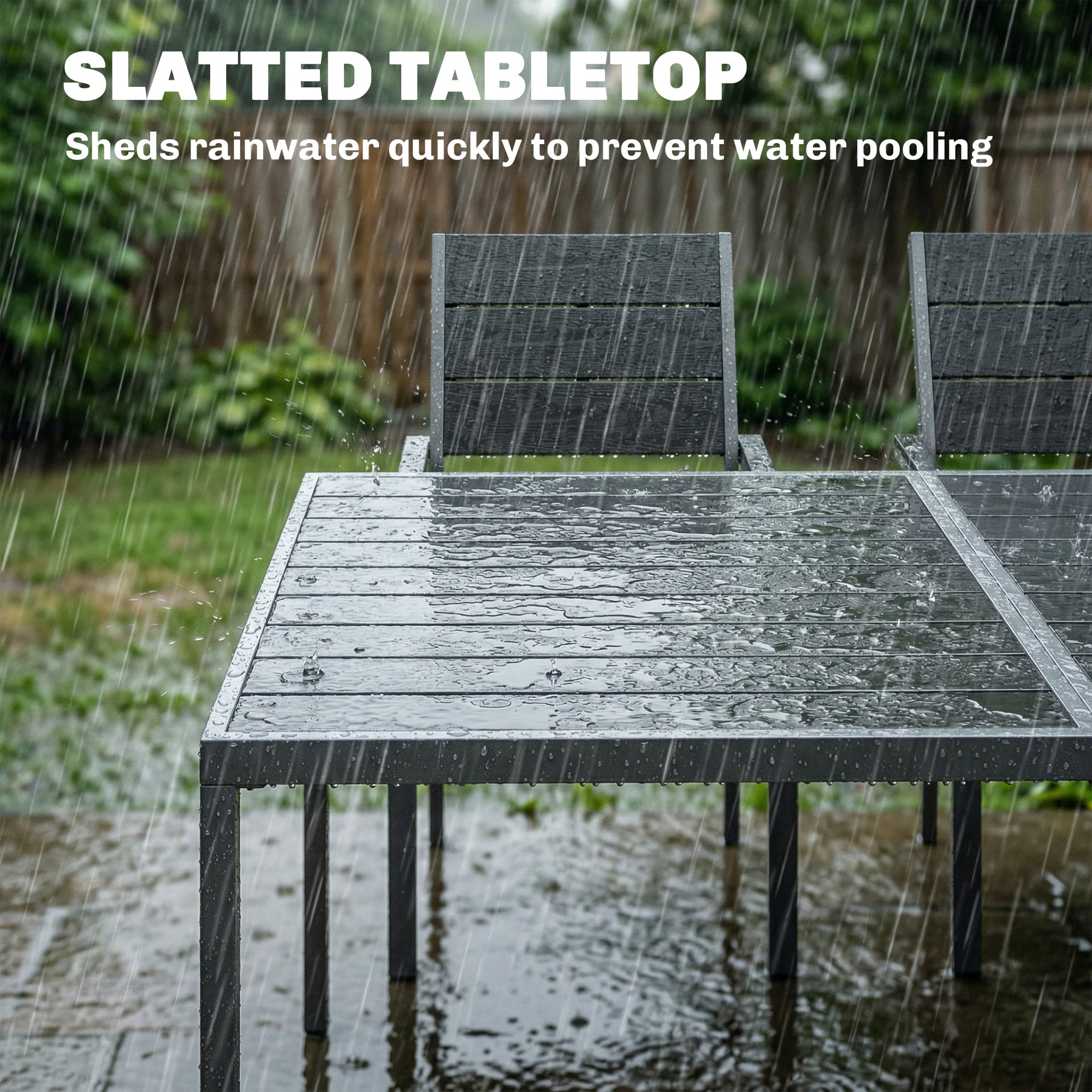 Outsunny 7 Pieces Outdoor Dining Set, Patio Table and Chairs for 6, Garden Dining Furniture Set with Slatted Tabletop 