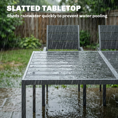 Outsunny 7 Pieces Outdoor Dining Set, Patio Table and Chairs for 6, Garden Dining Furniture Set with Slatted Tabletop 