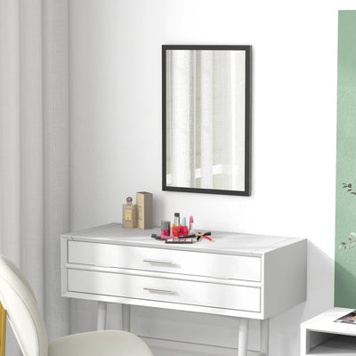 HOMCOM Wall Bathroom Mirror, 60 x 40 cm Wall-Mounted Mirror for Living Room, Bedroom, Hallway, Black 