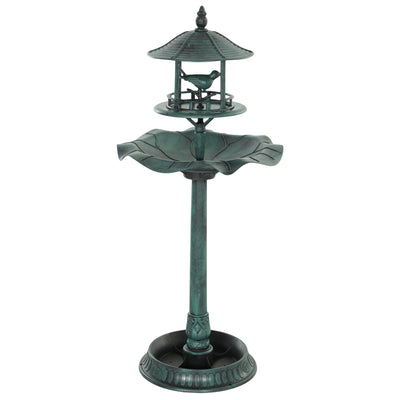 Outsunny 3-in-1 Garden Bird Bath, Freestanding Birdbath with Large Water Basin, Underneath Flower Planter, Φ50 x 113 cm, Green 