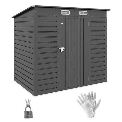 Outsunny 4 x 6ft Galvanised Metal Garden Shed, with Locking Door - Grey 