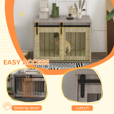 PawHut Dog Crate Furniture with Removable Cushion for Medium Dogs, 80 x 54 x 57cm - Brown 