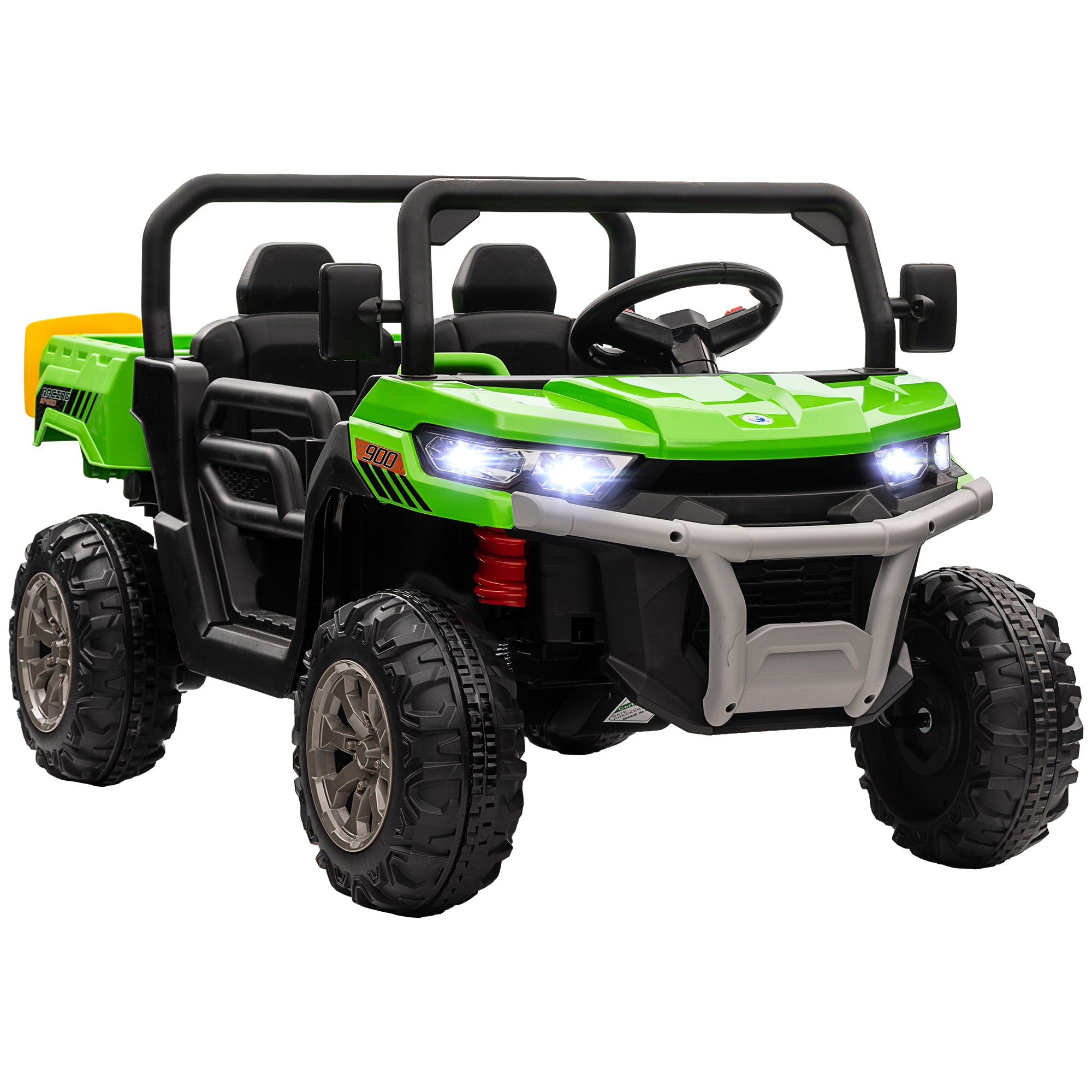 HOMCOM 12V 2 Seater Kids Electric Ride-On Car with Electric Bucket, Remote Control - Green 