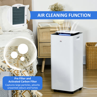 HOMCOM 3500mL Portable Dehumidifier with Air Purifier, 24H Timer, 5 Modes, 16L/Day, for Home Laundry, White 