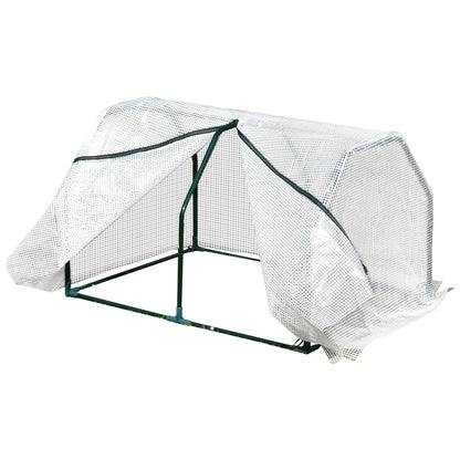 Outsunny Mini  Greenhouse Grow House PVC Cover Steel Frame White 99L x 71W x 60H cm 