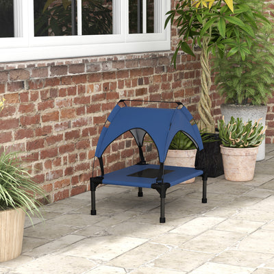 PawHut Cooling Raised Pet Bed w/ Washable Breathable Mesh, for Mini Small Dogs, 61 x 46 x 63cm - Dark Blue 