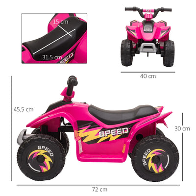 HOMCOM 6V Kids Electric Ride on Car ATV Toy Quad Bike Four Big Wheels w/ Forward Reverse Functions Toddlers for 18-36 Months Old 