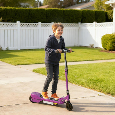 HOMCOM Foldable Electric Kids Scooter, Ride-on for Ages 7-14 Years, Purple 