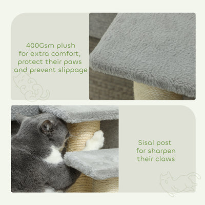 PawHut Pet Stairs 3-step Pet Ladder Cat dog Stairs Climb Ladder Cat Tree, Grey 