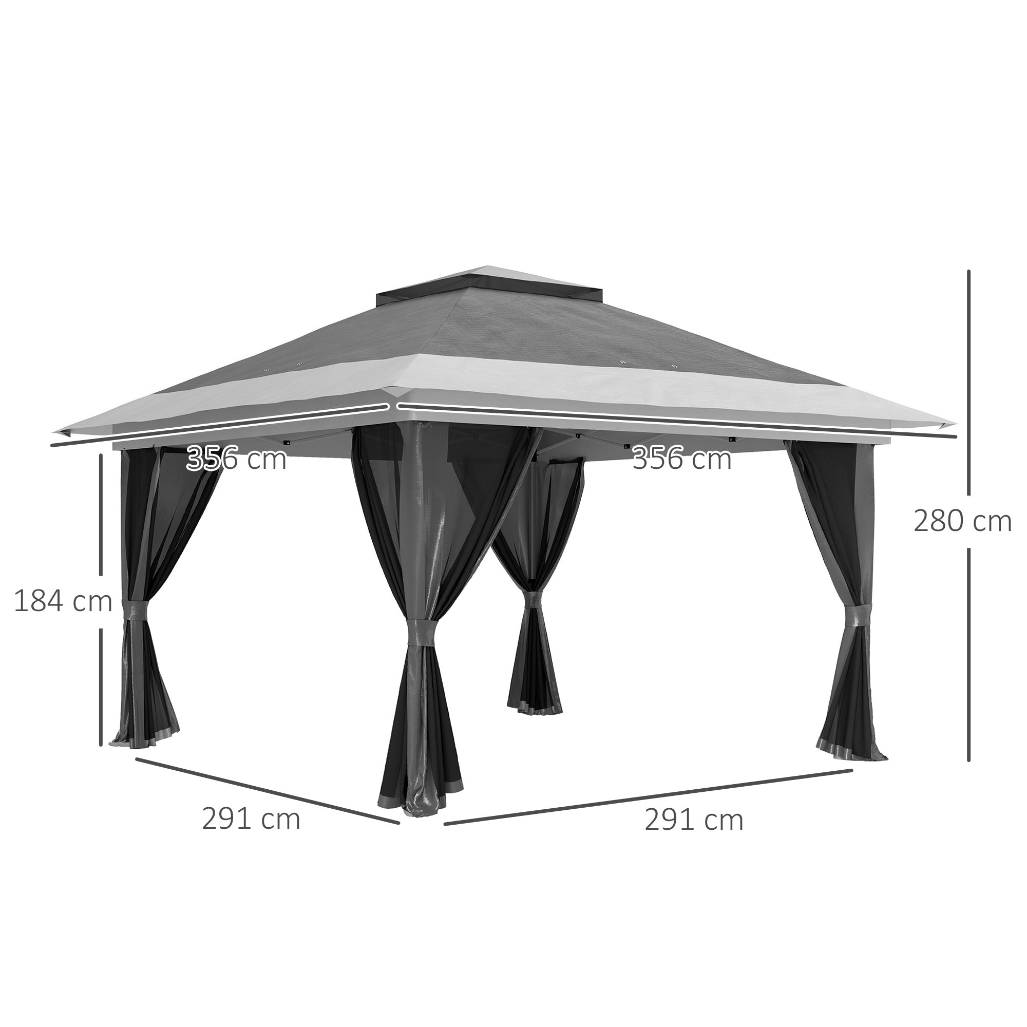 Outsunny 3.6 x 3.6m Pop-Up Gazebo, with Accessories - Grey 