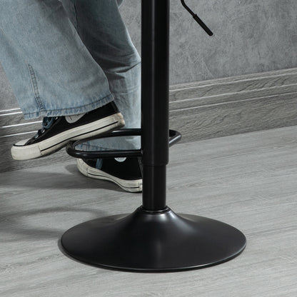 HOMCOM Bar Stools Set of 2, Swivel Counter Height Barstools with Back, Adjustable Bar Chairs, Breakfast Dining Stools for Kitchen Island Counter with Adjustable Steel Footrest & Base, Brown