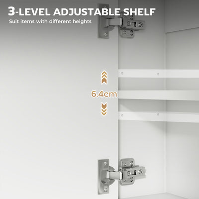 HOMCOM Bathroom Mirror Cabinet with Soft-Close Doors and Adjustable Shelf - White 