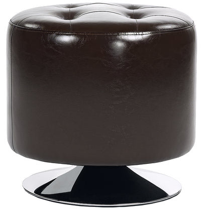HOMCOM 360\'c2\'b0 Swivel Foot Stool Round PU Footstool with Thick Sponge Padding and Solid Steel Base, Brown