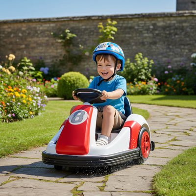 AIYAPLAY Kids Bumper Car with 360-Degree Rotation, 6V Electric Ride On Car with Music and Horn for 3-8 Years Old, Red 
