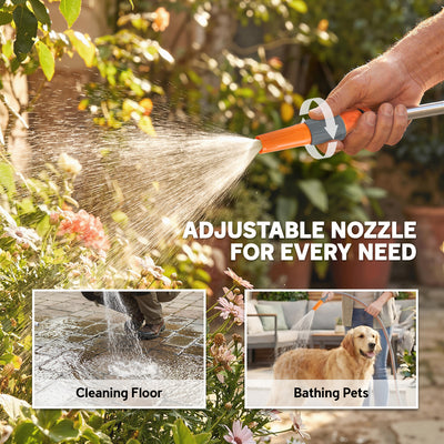 Outsunny Hose Reel Cart with Wheels, 45+2m Garden Hose Reel with 2 Patterns Nozzle, Faucet Adaptors and Rewind Handle, Orange 