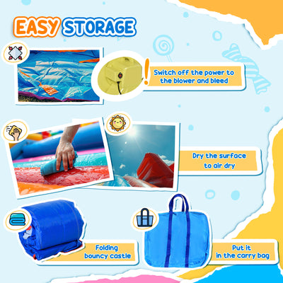 Outsunny 5 in 1 Bouncy Castle, with Blower, for Ages 3-8 Years - Multicoloured 