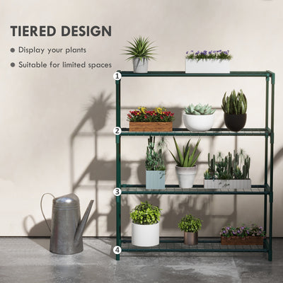 Outsunny Four-Tier Steel Plant Shelf - Black 