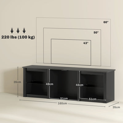 HOMCOM 65" TV Stand, with LED Lights and Storage - Black 