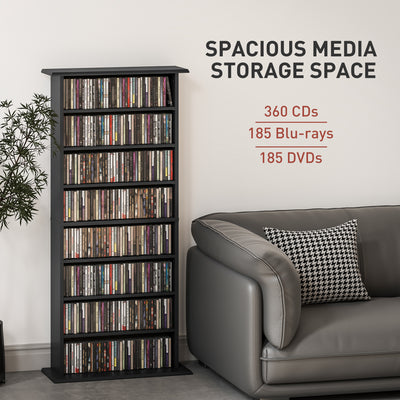 HOMCOM 360 CD/185 DVD/185 Blu-ray Storage Unit - Black 