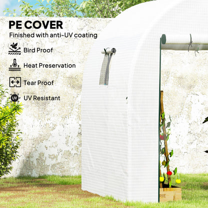 Outsunny 180 x 180cm Walk-In Polytunnel Greenhouse - White 