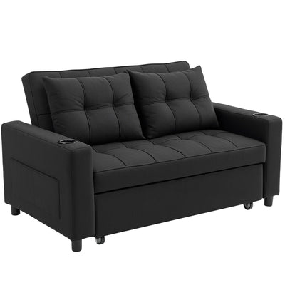 HOMCOM Two-Seater Pull-Out Sofa Bed - Black 