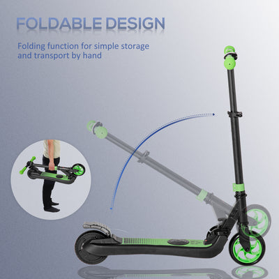 HOMCOM Folding Electric Scooter with Brake, for Ages 6+ Years, 8km/h Maximum Speed, Green 