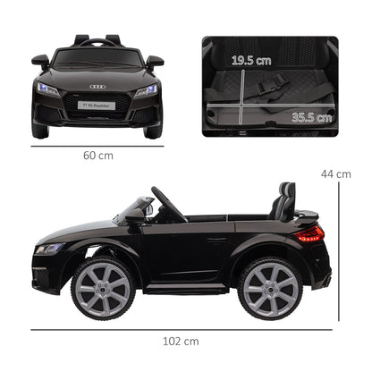HOMCOM Kids Licensed Audi TT Ride-On Car 12V Battery w/ Remote Suspension Headlights and MP3 Player 2.5-5km/h Black 