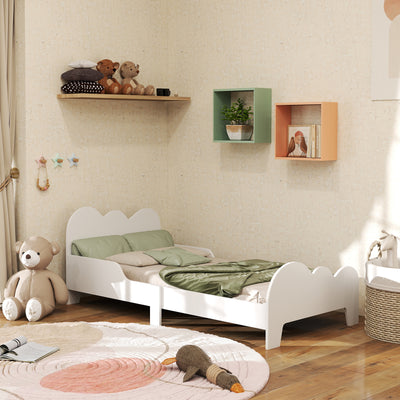 AIYAPLAY Cloud-Themed Toddler Bed Frame with Safety Rails, 143.5 x 74.5 x 56cm 