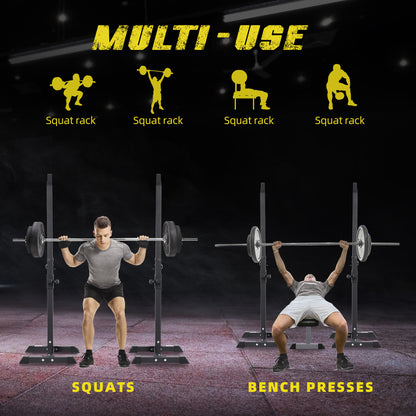 HOMCOM Adjustable Squat Rack, Weight Strength Training Bench Press Rack Barbell Rack Power Rack Weight Bench Supporter for Home Gym Exercise, Max Load 150kg, 124-154cm 