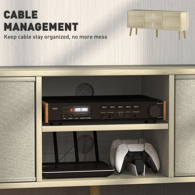HOMCOM TV Cabinet Stand Unit for TVs up to 50'' with Foldable Drawers, Entertainment Centre for Living Room Natural 