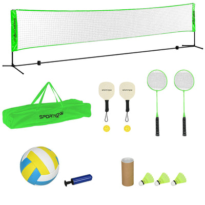 SPORTNOW Badminton Net Set, Height Adjustable Net for Pickleball, Volleyball, Badminton, with 3 Shuttlecocks, 4 Rackets 