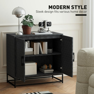 HOMCOM Modern Sideboard, Freestanding Sideboard Storage Cabinet with Adjustable Shelf and 2 Doors for Living Room, Black 