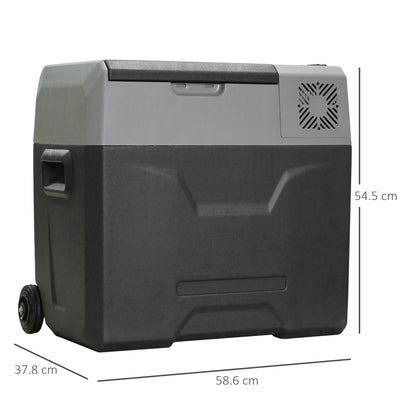 HOMCOM Car Refrigerator, Portable 12/24V 50 Litre Compressor Fridge Freezer, Electric Cooler Box for Camping, Travel, Picnic, Down to -20\'e2\'84\'83 