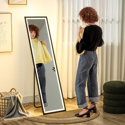 HOMCOM 150 x 40cm Full Length Mirror, with Adjustable Lights - Black 