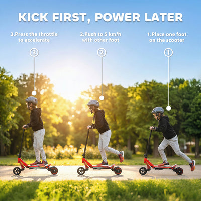 SPORTNOW Electric Scooter for Kids, Foldable E Scooter for Age Age 6+ with LED Display, RGB lights, Up to 16km/h, Red 