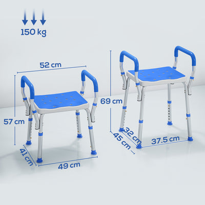 HOMCOM 57-69cm Aluminium Frame Bath Seat 