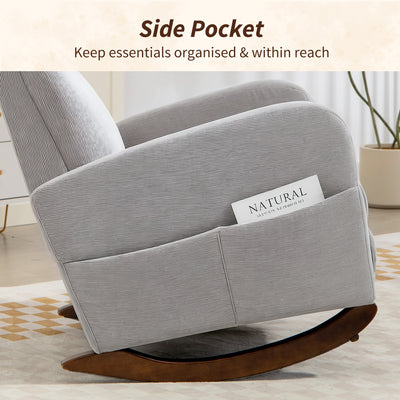HOMCOM Corduroy Rocking Armchair - Grey 