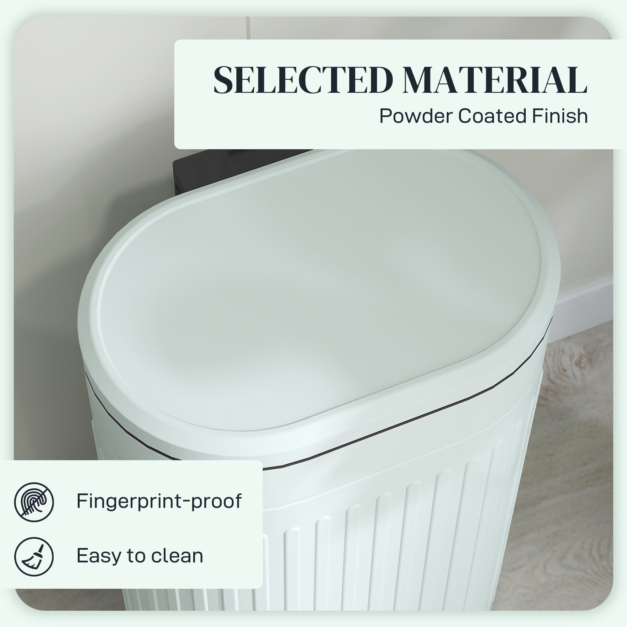 HOMCOM 30L Metal Kitchen Bin, with Soft-Close Lid - Light Green 